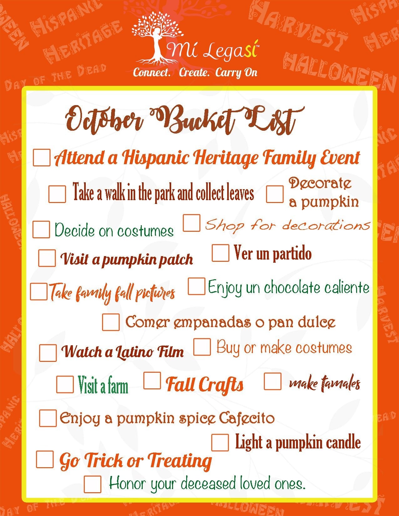 Hispanic Heritage, Harvest, & Halloween Month, Vamos a Celebrar! - Mi LegaSi
