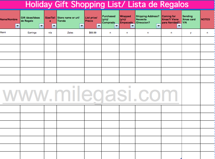 Free - Get Organized For the Holidays Lists - Mi LegaSi