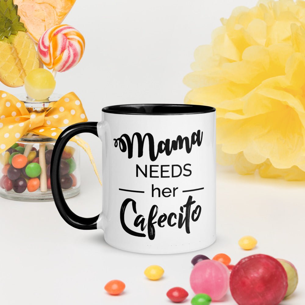 Mama Needs Her Cafecito Black and White Mug - Mi LegaSi