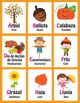 Mi LegaSi Autumn Otoño Fall Bilingual ABC Flashcards Download - Mi LegaSi