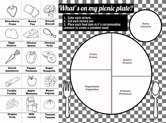 Mi Legasi Bilingual Picnic Plate & Frutas de Nuestra Cultura Coloring Activities - Mi LegaSi