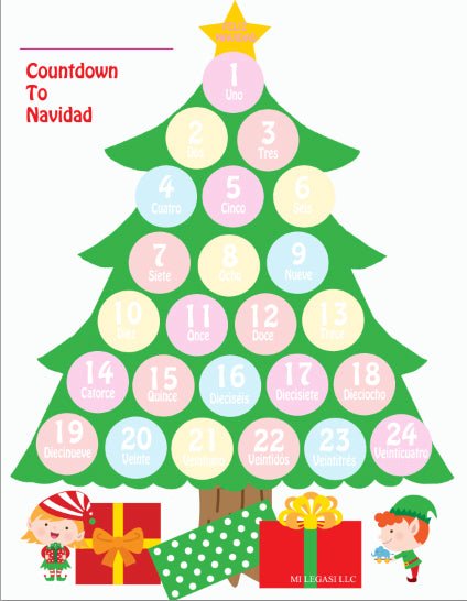 Mi LegaSi Christmas Tree Navidad Advent Countdown in Spanish Download - Mi LegaSi