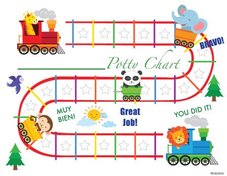 Printable Animal Train Bilingual Spanish Potty Training Reward Chart Download - Mi LegaSi