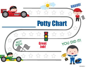 Printable Racing Car Cars Inspired Bilingual Spanish Potty Training Reward Chart Download - Mi LegaSi