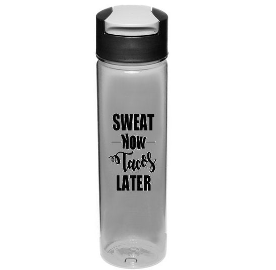 Sweat Now Tacos Later BPA Free Sports Bottle - Charcoal Grey and Black - Mi LegaSi